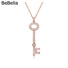 Bebella colar com pingente de chave, zircônia cúbica de alta qualidade, colocação micro empedrado, para presentes de meninas, moda feminina 2024 - compre barato