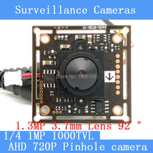 1MP AHD mini pinhole camera CCTV 720 P mini Módulo de Câmera de visão noturna 1/4 "HD de 1.3MP 3.7mm lente de 92 graus da câmera de vigilância 2024 - compre barato