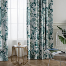 Nordic Linen Printing Curtains for Bedroom Thickened American Linen Shade Curtains for Living Room Green Leaves 2024 - buy cheap