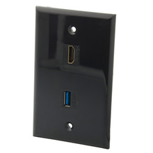 1 Gang Solid Style Black Color 1 Port HDMI 1 Port USB 3.0 Wall Plate With Backside Female To Female Connector 2024 - buy cheap
