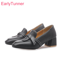  Brand New Spring Elegant Brown Black Women Formal Pumps Med Heels Office Lady Shoes ES191 Plus Big Small Size 10 30 43 46 2024 - buy cheap