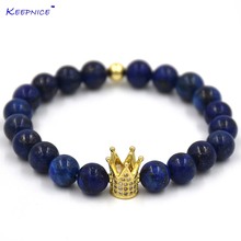 New Brand Trendy Imperial Crown Charm Bracelets Men Natural Stone Beads For Women Men Jewelry pulsera hombres 2024 - buy cheap