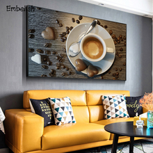 Enfeite de xícara de café e café, arte moderna para decoração de parede para sala de estar, impressão em hd, pinturas em tela, 1 peça 2024 - compre barato