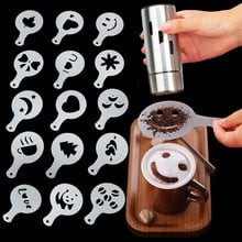 8/12/16pcs/set Coffee Drawing Cappuccino Mold Fancy Coffee Printing Model Foam Spray Cake Stencils Powdered Sugar Sieve Tools 2024 - buy cheap