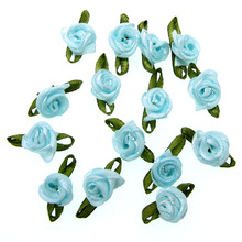 100pcs 1/2" blue satin rose flowers leaf loop flower handmade appliques wedding trim sewing 13mm 2024 - buy cheap