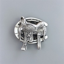 New Original Vintage Silver Plated Western Saddle Horse Shoe Belt Buckle also Stock in US BUCKLE-WT140SL 2024 - buy cheap