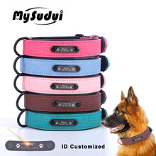Name Pet Dog Collars Personalized Custom Leather Dog Collar For Small Large Dogs Pet Collar Personalized Germany Shepherd Black 2024 - buy cheap