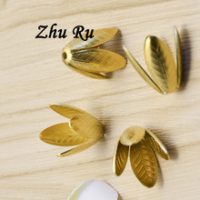 5pcs/lot zhu ru copper 15mm*19mm Bead cap flower leaf Charm Necklaces Pendant for leaf Jewelry Accessories Making Handmade DIY 2024 - buy cheap