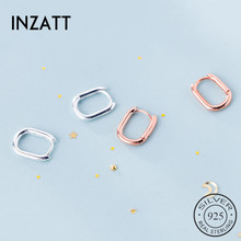 INZATT-pendientes de aro ovalados minimalistas para mujer, Plata de Ley 925 auténtica, joyería fina geométrica para fiesta, accesorios 2019 2024 - compra barato