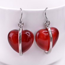 LUBOV Summer Europe and America Trendy Fashion Jewelry Heart 5 Colors Cat's Eye Dangle Earrings 2019 New 2024 - buy cheap