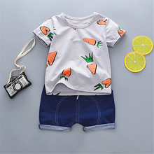 Conjuntos de ropa de verano para bebés, chándal de manga corta para niños, trajes deportivos, disfraz de Patrón de zanahoria para niños 2024 - compra barato