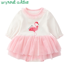 Baby Girls Long Sleeve O Neck Cartoon Mesh Bodysuits Princess Party Tutu Newborn Kids Dress Christening Baptism Clothes 2024 - buy cheap