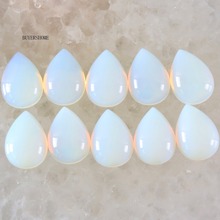 10Pcs 18x13MM Water Drop Natural Stone Beads White Opal CAB Cabochon For Making Necklace Earrings Bracelets K817 2024 - buy cheap