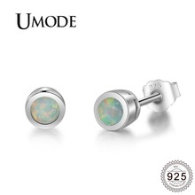 UMODE White 3mm Round Fire Opal Gemstone 925 Sterling Silver Studs Earrings for Women Fine Jewelry joyas de plata 925 ULE0484 2024 - buy cheap