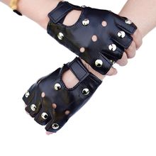 Men Unisex Artificial Leather Half-Finger Gloves Theatrical Punk Hip-Hop Driving Motorcycle Performance Party Fingerless Mittens 2024 - buy cheap