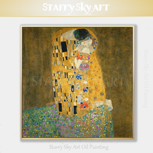 Reproduction Austria Vienna Oil Painting Hand-painted Gustav Klimt The Kiss Oil Painting on Canvas Beautiful Portrait Painting 2024 - buy cheap