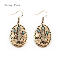 Vintage Cactus Pendant Drop Earrings For Women Ethnic Geo Alloy Dangle Fishhook  Fashion Jewelry Pendietes Bijoux 2024 - buy cheap