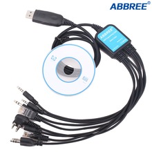 Abbree-Cable de programación USB para walkie-talkie, Radio de 2 vías, 8 en 1, CD, Para Kenwood, Baofeng, Motorola, Yaesu, Icom, HYT 2024 - compra barato