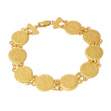 New Trendy Gold color Coin Bracelets Women Men Gifts Fashion Jewelry 21cm 11mm Link Chain Bracelets 2024 - buy cheap