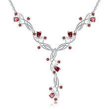 Женское Ожерелье с красным гранатом, серебро 925 пробы 2024 - купить недорого