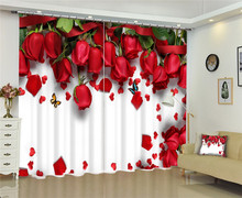Затемняющие шторы для гостиной, спальни, декоративные занавески с красными розами 2024 - купить недорого