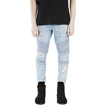 2018 мужские джинсы в стиле хип-хоп masculina повседневные джинсовые потертые мужские зауженные джинсы Брендовые байкерские джинсы обтягивающие рваные джинсы в стиле рок homme 2024 - купить недорого