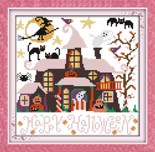 Halloween cabin cross stitch kit 14ct 11ct count print canvas stitches embroidery DIY handmade needlework 2024 - buy cheap