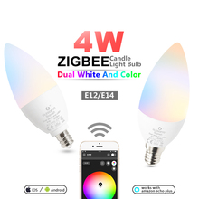 ZIGBEE Светодиодная лампа E14 E12 4 Вт RGBCCT свеча свет ZLL умное приложение управление ссылка AC 110 В 220 в 230 В Светодиодная лампа работает с Amazon Echo Plus 2024 - купить недорого