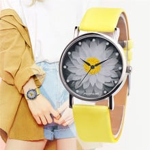 Relojes de cuarzo para mujer, relojes de pulsera de cuero para mujer, reloj de pulsera con diamantes de imitación de flor de cuarzo para regalo, reloj femenino 2024 - compra barato