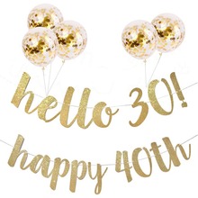 Balão de confete para decoração de festa, 30/40/20/30 anos, decoração de festa de aniversário, ouro, glitter, guirlanda, material adulto 2024 - compre barato