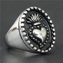 Anillo de acero inoxidable 316L, anillo de corona con forma de corazón real, Tamaño 7 ~ 13, envío directo 2024 - compra barato