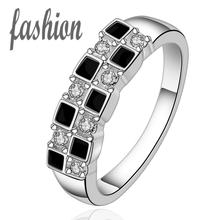 Nova moda! atacado anel banhado a prata, joia fashion anel de noivado para moças com cristal embutido super oferta 2024 - compre barato
