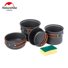 Naturehike panelas de acampamento ao ar livre portátil 4 em 1 conjunto pote piquenique utensílios de mesa acampamento ao ar livre caminhadas viagem 2024 - compre barato