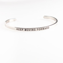 316L Stainless Steel Bangle Positive Inspirational KEEP MOVING FORWARD Cuff Bracelets Mantra Bracelets Bangles for Women Gift 2024 - buy cheap