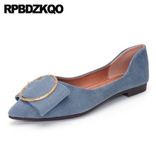 Crystal Cheap Brown Pointy Blue Pointed Toe Slip On Rhinestone 2021 Ladies Beautiful Flats Shoes Diamond Chinese Women Suede 2024 - buy cheap
