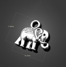 100 pcs Antique Prata Encantos Elefante Pingentes-Colar Pulseira Acessórios de Moda Jóias DIY Apreciação 13.7mm X 11.8mm 2024 - compre barato