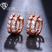 LXOEN Delicate Rose Gold Color Earrings Flash CZ Ear Studs Pretty Earrings Women for Luxury Party Wedding Accessories 2024 - buy cheap