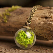 3PCS 16MM Glass Ball Real Moss Necklace genuine moss pendant, antique brass necklace Green necklace birthday gift for women 2024 - buy cheap