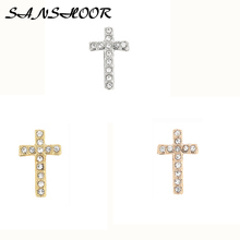 SANSHOOR Crystal Plain Double Cross Charms Keeper Keys Slide Charms Fit Leather Wrappable Bracelet Diy Pendants Necklace 9pcs 2024 - buy cheap