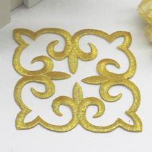 Yackalasi 5 partes de apliques em ferro em remendos vintage trajes de ouro bordado apliques de renda 9.5*9.5cm 2024 - compre barato