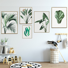 Tela de aquarela com plantas verdes, pinturas escandinavo para escritório, arte de parede para sala de estar, decoração para casa 2024 - compre barato