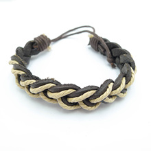 Hand-knitted leather multilayer retro men bracelets matte leather cotton rope hand Bracelets #EZ408 2024 - buy cheap