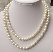 Pretty 8mm white natural South Sea Shell Pearl round necklace 50" AAA 2024 - buy cheap