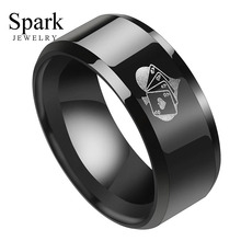 8mm Creative Stainless Steel Playing Cards Mens Rings Lucky Gothic Sprade A Gambling Wedding Bands Black Heart Poker Party Ring 2024 - buy cheap