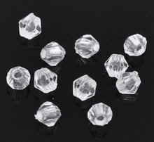 Doreen Box hot-  2000Pcs Clear Faceted Bicone Acrylic Spacer Beads 4x4mm(B11221) 2024 - buy cheap