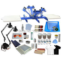 4 Color 2 Station T-shirt Silk Screen Printing Press kit Exposure Unit & Material & inks supply full set diy package 2024 - buy cheap