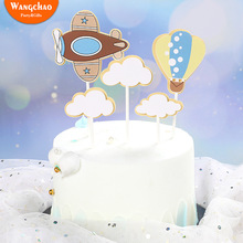 1 Set Fire Balloon Airplane Clouds Theme Kids Happy Birthday Cake Topper Cartoon Design Child Boy Cake Decoration Party Supplies 2024 - buy cheap