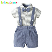 2Piece Summer Newborn Clothes Gentleman Suit Fashion Casual Stripe Cotton Infant Bodysuits+Shorts Baby Boys Clothing Sets BC1479 2024 - buy cheap