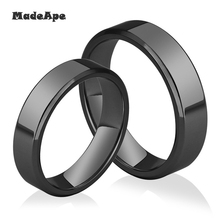 MadApe 316L Высокое качество Ширина 4 мм 6 мм черное титановое кольцо из нержавеющей стали для влюбленных двойное рандомное серебристое винтажное крутое 2024 - купить недорого