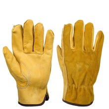 Guantes de cuero de vaca para ciclismo, guante de trabajo para jardín, para montar en bicicleta, trabajo de soldadura, motocicleta, caza y montañismo 2024 - compra barato